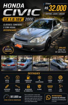 HONDA CIVIC 1.6 LX 16V GASOLINA 4P MANUAL
